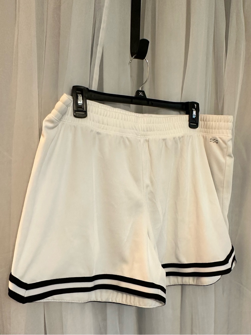 DSG white  Athletic Shorts with Black Trim  Stripes - Picture 6 of 12